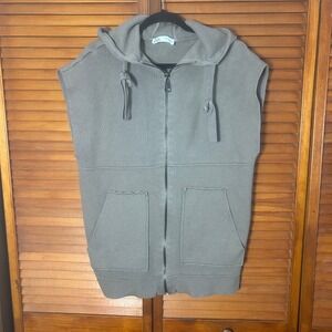 Zara Mens Taupe Streetwear Full Zip Hoodie Knit‎ Vest Sweatshirt Small 3597/121